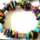 Georgous colorful mother of pearl magnetic hematite double bracelet