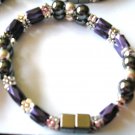 purple, black & silver double strand bracelet