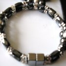 black & silver magnetic hematite double strand bracelet