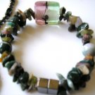 Women's double strand semi precious stone green bracelet