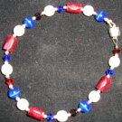 Red white & blue 4th of July bracelet Swarovski crystals, magnetic hematite & cats eye