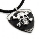 BLACK LEATHER SKULL PENDANT