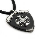 BLACK LEATHER CROSS W/FLEUR-DE-LIS