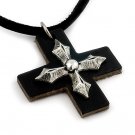 BLACK LEATHER / SILVER CROSS
