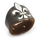 LADYS LEATHER FLEUR DE LIS RING