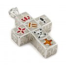 WHITE BLOCKY DESIGNO CROSS PENDANT