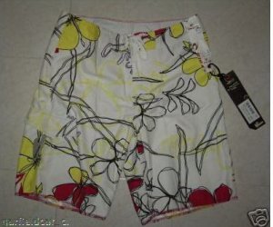 New RIPCURL Men's Board Shorts W:36 Yellow Flowery