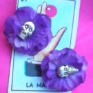 Small rose skull earings