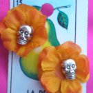small rose skull earings