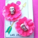 small rose skull earings