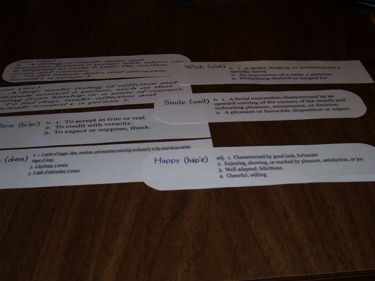 7 Laminated Bookmarks Dictionary Definitions