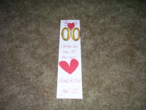 25 laminated bookmarks -with this ring I thee wed 2-customized