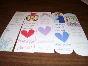 5 Laminated Bookmarks-With this ring I thee wed-customized