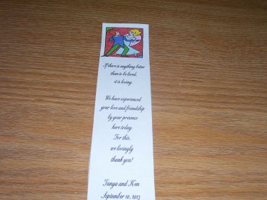 100 Personalized Laminated Wedding Favor Bookmarks     - Bride and Groom Dancing 2
