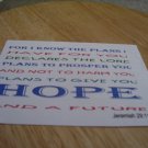 set of 4 postcards with word design "Bible verse Jer 29:11"