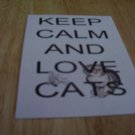 Set of 4 postcards with word design "Keep Calm and Love Cats"