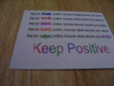 Set of 4 postcards with word design "Keep Positive"