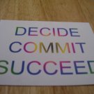Set of 4 postcards with word design "Decide Commit Succeed"
