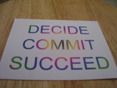 Set of 4 postcards with word design "Decide Commit Succeed"