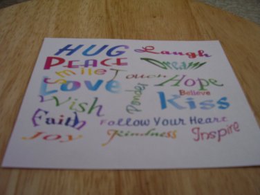 Set of 4 postcards with word design "Hug"