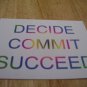 Set of 4 postcards with word design "Decide Commit Succeed"