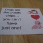 Set of 4 postcards with word design "Dogs Are Like Potato Chips"