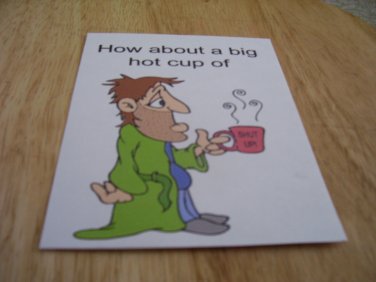 Set of 4 postcards with word design "Cup of Shut Up"