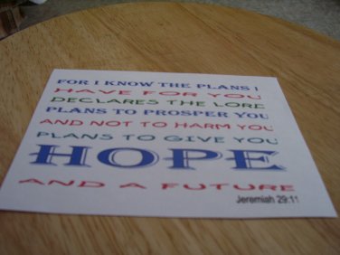 Set of 4 postcards with word design "Bible Verse Jer 29:11"