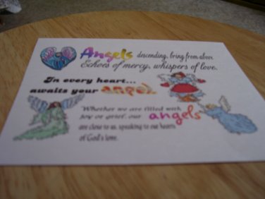 Set of 4 postcards with word design "Angels"