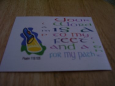 Set of 4 postcards with word design Scripture Psalm 119:105