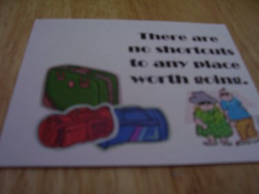 Set of 4 postcards with word design "There are no shortcuts"