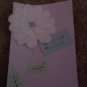 Handmade card "White felt flower with purple daisy gem"