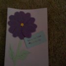 Handmade card "Purple felt flower with gold daisy gem"