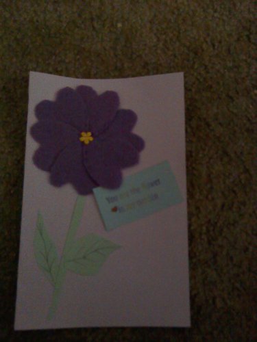 Handmade card "Purple felt flower with gold daisy gem"