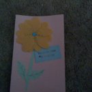 Handmade card "Gold felt flower with blue butterfly gem"