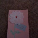 Handmade Card with white felt flower and red heart gem"