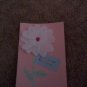 Handmade Card with white felt flower and red heart gem"