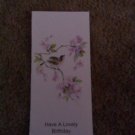 Birthday Card. Business Letter Size 4 "Bird on branch"
