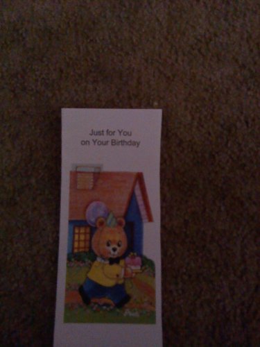 Birthday Card. Business Letter Size 6 "Bear with piece of cake"