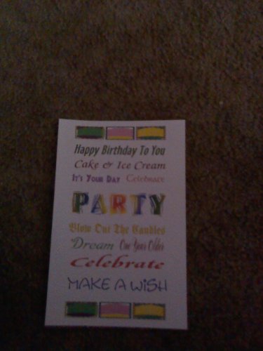 Birthday Card "Happy Birthday to You, Cake & Ice Cream, It's Your Day, Celebrate"