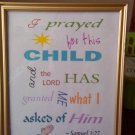 8 x 10 Print Bible Verse "I Prayed For This Child" Samuel 1:27