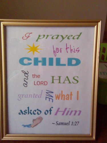 8 x 10 Print Bible Verse "I Prayed For This Child" Samuel 1:27