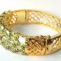 14k yellow gold Green sapphire bangle heated stone