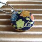 Orange Teal Flower on Navy