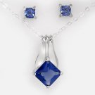 Stud Earrings and Necklace With Genuine Crystal 18 in