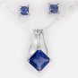Stud Earrings and Necklace With Genuine Crystal 18 in