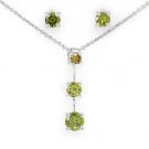 3.24 ctw Peridot & Sterling Silver Earrings with Necklace 18 in