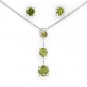 3.24 ctw Peridot & Sterling Silver Earrings with Necklace 18 in