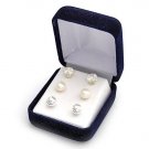 3pr Stylish Earrings Genuine Pearls and Topazes Sterling silver