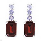 1.48ctw Genuine Tanzanites & Garnets Sterling silver earrings